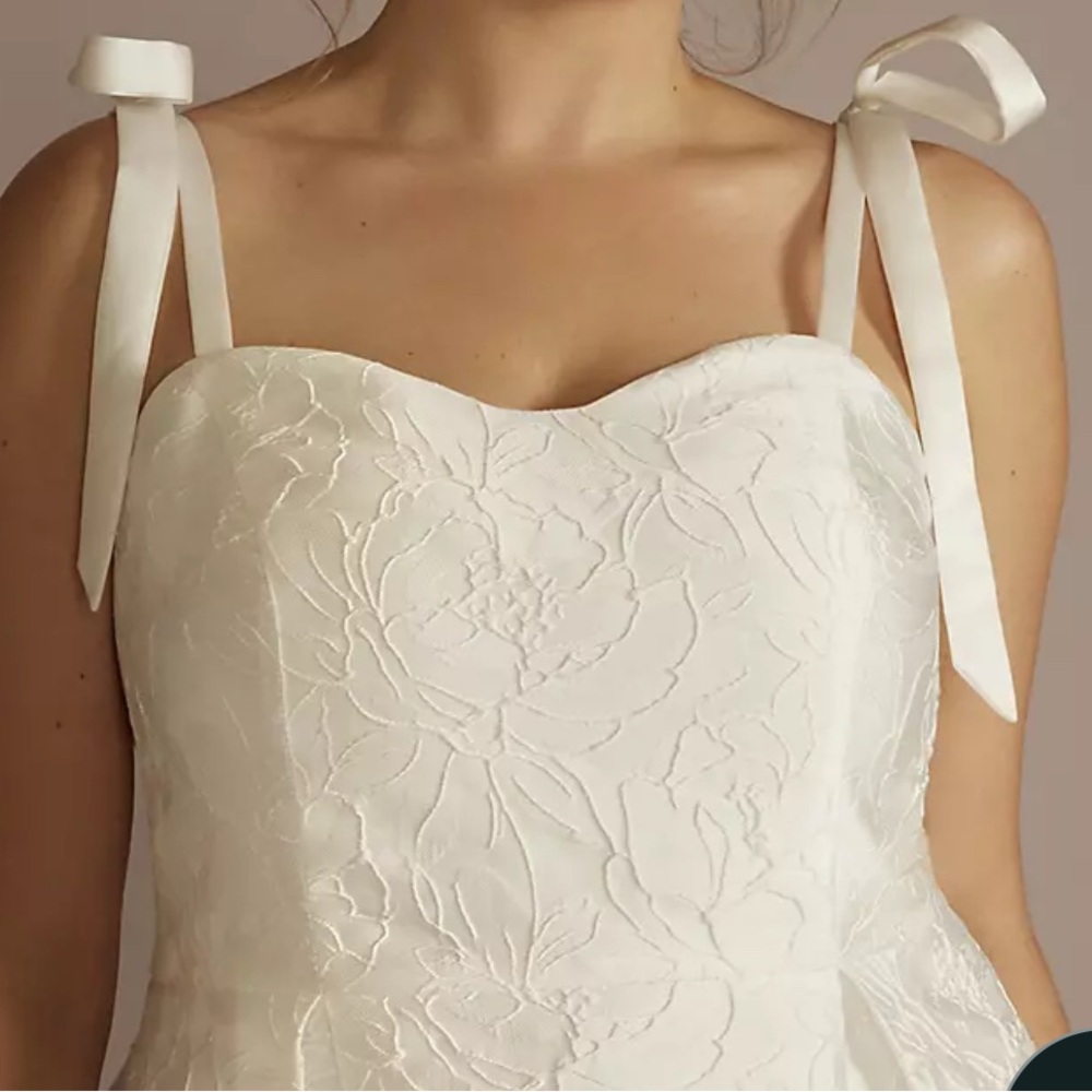 NEW David’s Bridal Short Jacquard A-Line Dress with Removable Straps